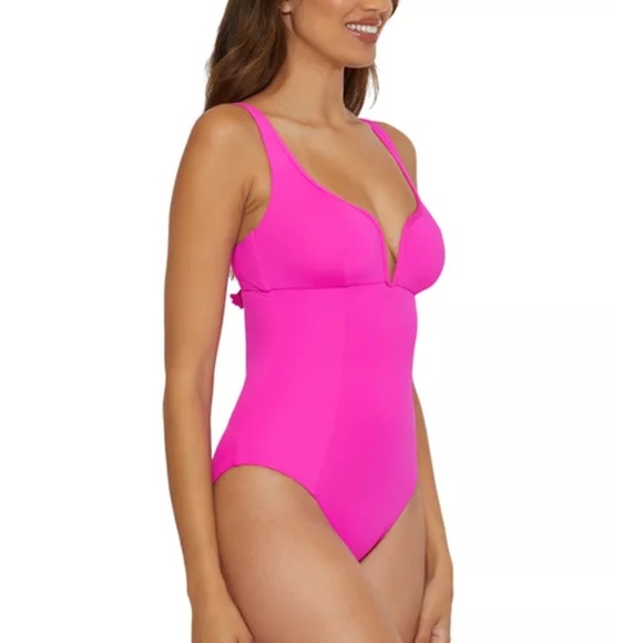 BECCA by Rebecca Virtue Color Code V Wire One Piece Swimsuit New With Tags Pink - Picture 10 of 12